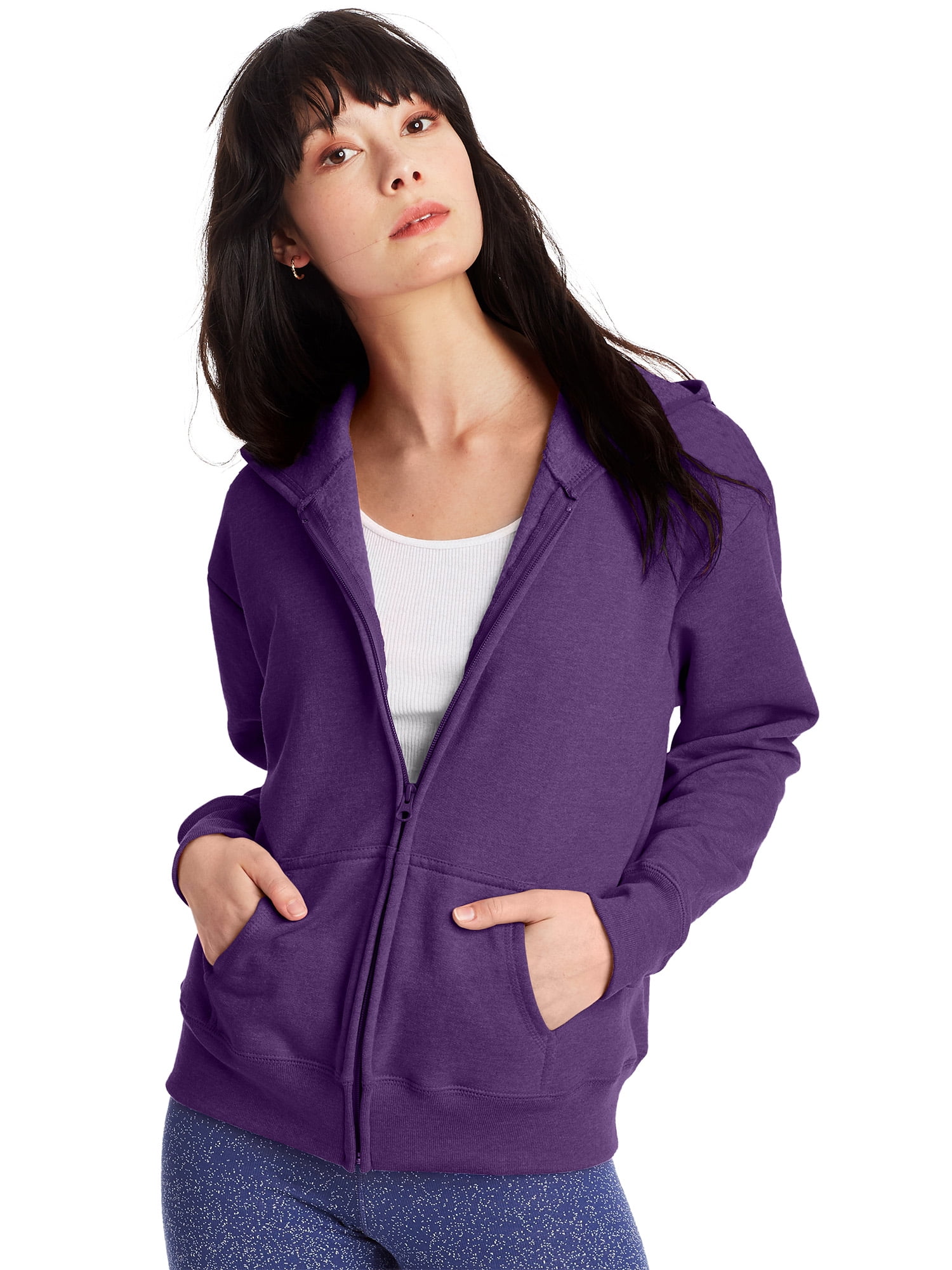Hanes ComfortSoft EcoSmart Women's Fleece Full-Zip Hoodie Sweatshirt, Sizes S-XXL - image 2 of 2