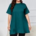 thumbnail image 5 of Oversized Tshirt Dress Women Crew Neck Side Slit Womens Blouses Loose Lightweight Casual Womens Summer Tops Short Sleeve, 5 of 5