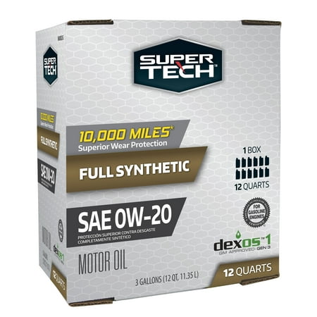Super Tech Full Synthetic SAE 0W-20 Motor Oil, 12 Quart Bag (3 gallons)