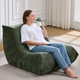 thumbnail image 3 of Sillón puff Hobestluk de espuma viscoelástica verde tipo chenilla, 3 of 9