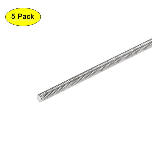 Uxcell 5Pcs M3 x 350mm Fully Threaded Rod 304 Stainless Steel Right Hand Threads