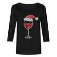 thumbnail image 6 of Christmas Shirts for Women Rhinestone Wine Glass Shirt Womens Tunic Tops 3/4 Sleeve Round Neck Casual T Shirt Holiday Party Outfits, 6 of 6