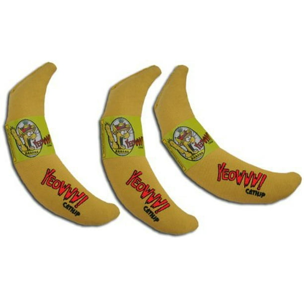 Yeowww! 100 Organic Catnip Toy, Yellow Banana 3 Pack