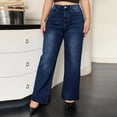 thumbnail image 2 of MYAOYI Womens High Waisted Dark Wash Wide Leg Jeans - Straight Leg Denim Pants, 2 of 6
