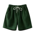 thumbnail image 4 of Dwellite Mens Corduroy Shorts Elastic Waist Drawstring SweatShorts Summer Beach Lounge Short with Pockets Dark Green L, 4 of 4