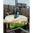 thumbnail image 2 of Spring Easter Outdoor Tablecloth - 60 Inch Round Dining Table Cover, Watercolor Bunny Daisy Floral Eggs Waterproof Outdoor Table Cloth with Umbrella Hole & Zipper for Picnic/Patio/Party, 2 of 5
