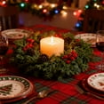 thumbnail image 6 of Artificial Flower Candle Ring Centerpiece with Berries for Holiday Dining Table Decor and Party Celebrations, 6 of 6