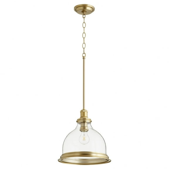 6193-12-80 Quorum Lighting 1 Light Pendant in style - 12 inches wide by 13.25 inches high-Aged Brass Finish    -Traditional Installation