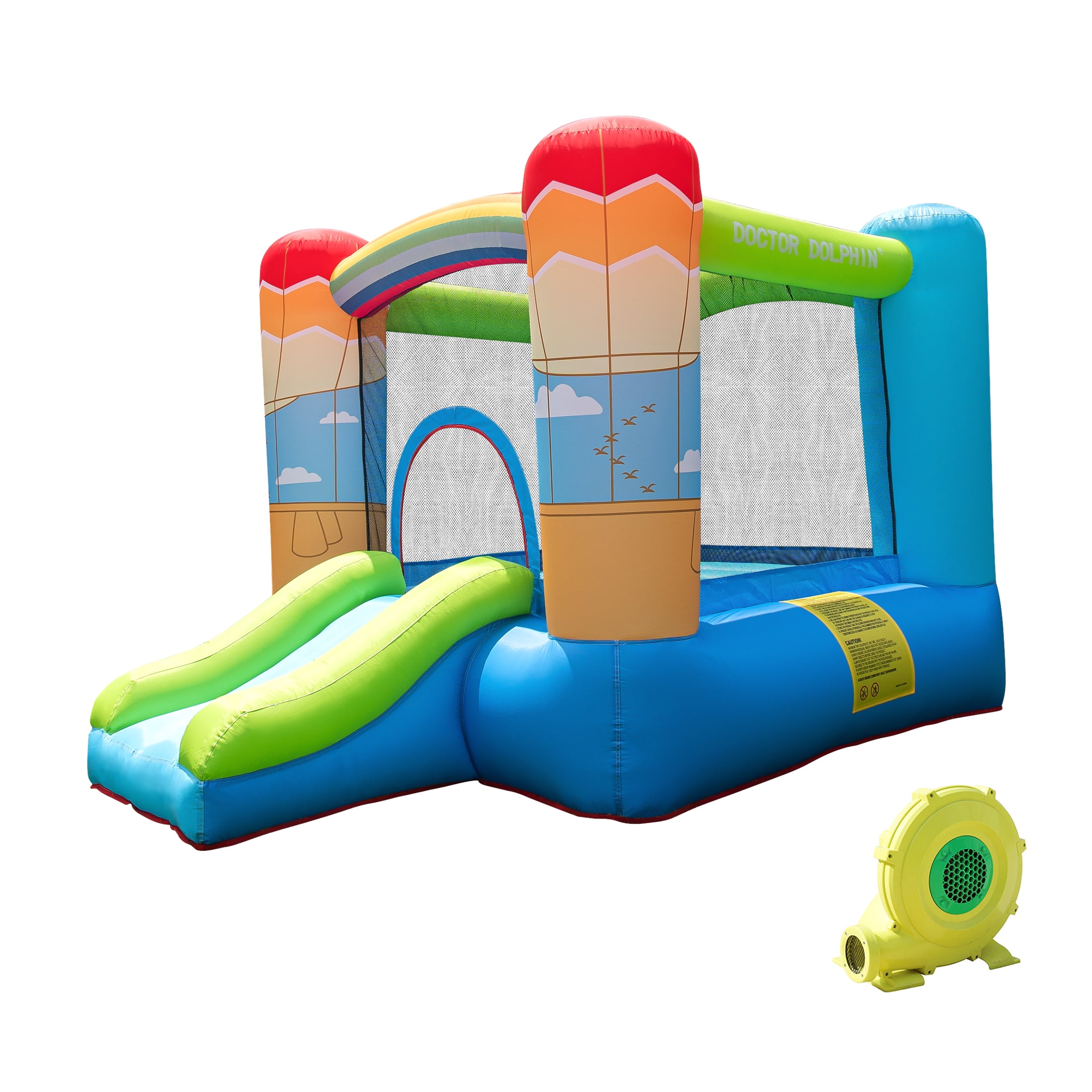 DOCTOR DOLPHIN Inflatable House with Slide for Jumping Castle Indoors