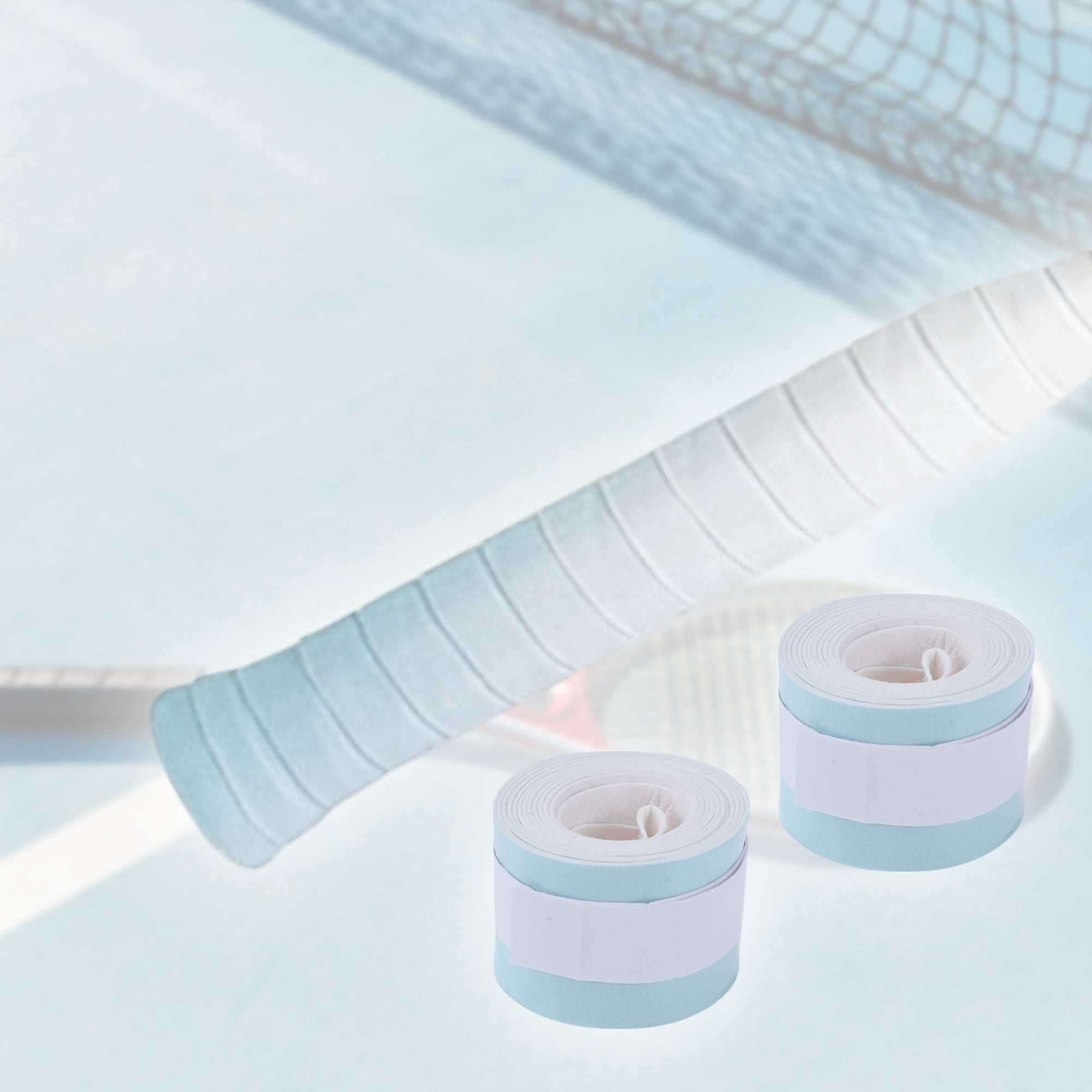 Unique Bargains 2 Pcs Tennis Racket Grip Tape Dry Overgrip Tape Gradient Light Green White