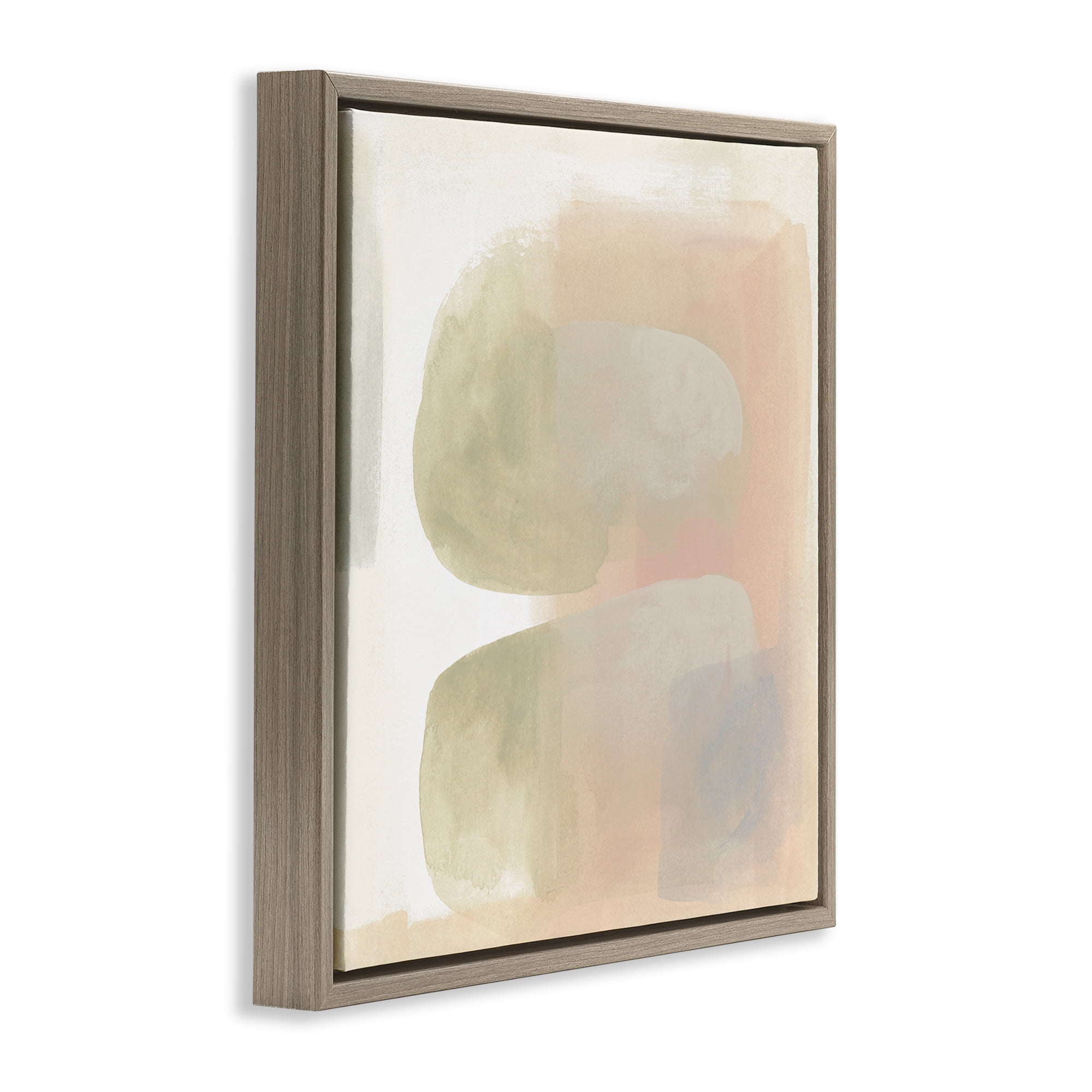 Stupell Industries Centric Neutral Shapes Abstract Painting Brown Floater Framed Canvas Art Print Wall Art, 25 x 25