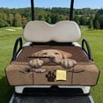 thumbnail image 2 of COEQINE Universal Golf Cart Seat Cover with Bag-Style Fold Design, Includes Carry Handle, Fits Most 2-Seaters, 51.2x30.3 Inch, Quilted Padding & 4 Front Pockets, Labrador Retriever Paw Brown, 2 of 8