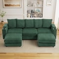 thumbnail image 2 of Wiilayok 110" Oversized U-Shaped Cloud Couch Sectional with Modular Design for Living Room: Comfy Corduroy, Ottoman, USB Port, Cup Holder, Armrest Storage, Side Pocket, Green, 2 of 9