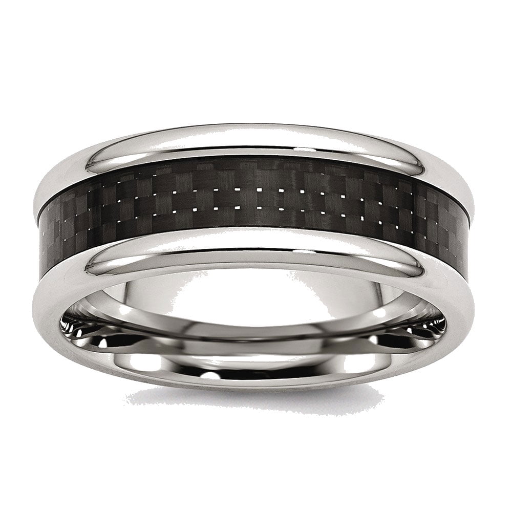 Bridal Stainless Steel and Black Carbon Fiber 8mm Polished Band