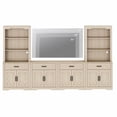 thumbnail image 6 of WAMPAT Farmhouse Entertainment Center with Bookshelf for TVs up to 70",Mid Century Modern TV Stand with 73"H Tall 5-Tier Bookcase with Open Storage and Barn Doors for Living Room,Bedroom,Beige, 6 of 7