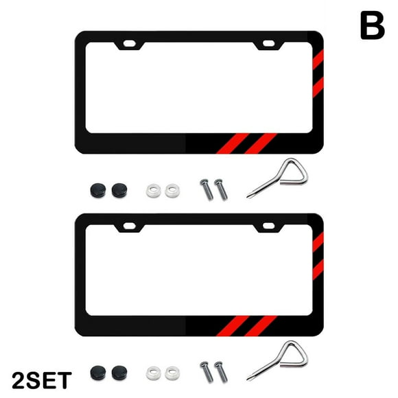 Two sets Car modification US standard license plate frame license plate frame stainless steel new energy car license plate frame American license plate frame