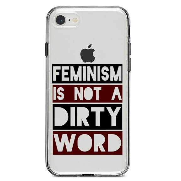 DistinctInk Clear Shockproof Hybrid Case for iPhone 7 8 SE (2020 Model) 4.7" Screen TPU Bumper Acrylic Back Tempered Glass Screen Protector - Feminism is NOT A Dirty Word