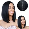 thumbnail image 3 of HEVIRGO Femmes Fashion Center Séparation Courte Droite Bob Coupe Cheveux Perruque Cosplay Coiffure, 3 of 8