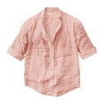 thumbnail image 6 of Men's Long Sleeve Shirt V Neck Casual Button Down Blouse Solid Color Loose Tops Comfy Lightweight Tee, 6 of 6
