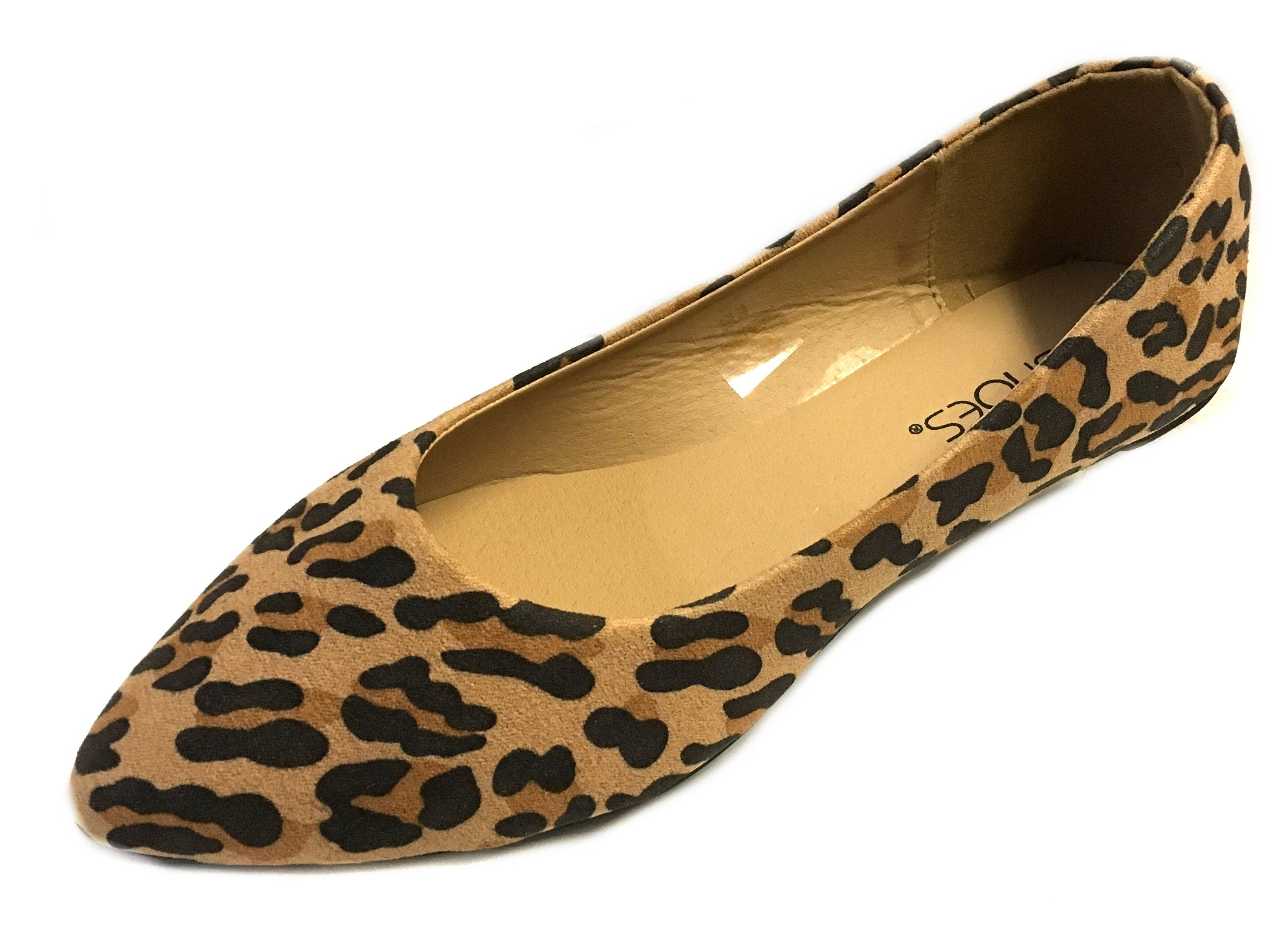Shoes 18 Womens Pointy Toe Ballet Flats 8800 Leopard Micro 5/6 