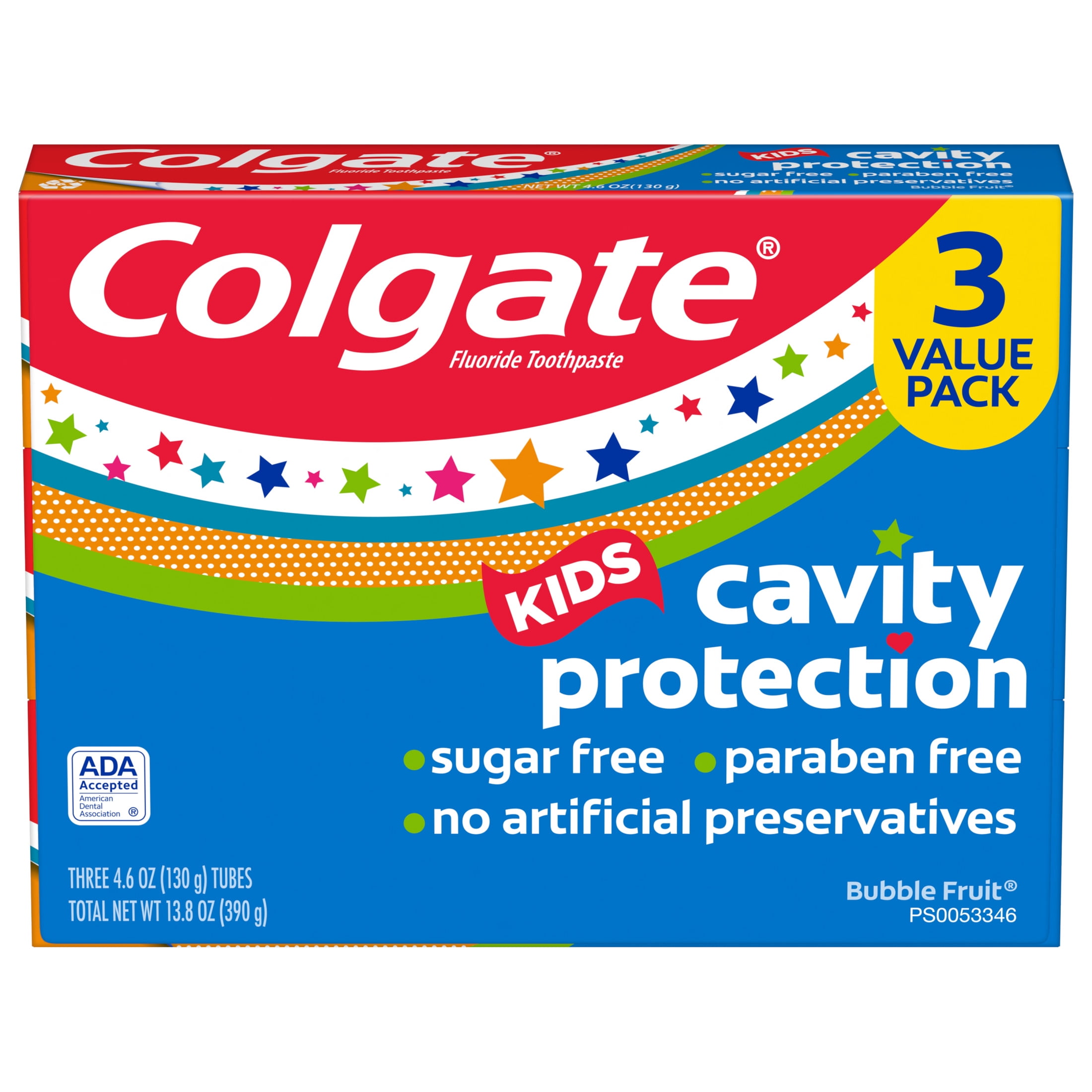 Colgate Kids Cavity Protection Toothpaste, Bubble Fruit, 4.6 oz, 3 Pack