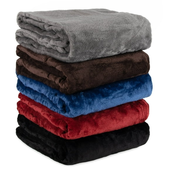24 Pack of Bulk Wholesale Soft Cozy Plush 60”L x 50”W Lightweight Reversible Microfiber Sherpa Throw Blankets for Adults, Kids, Pets, Beds, Couches and Loveseats in Black, Red, Navy Blue and Gray