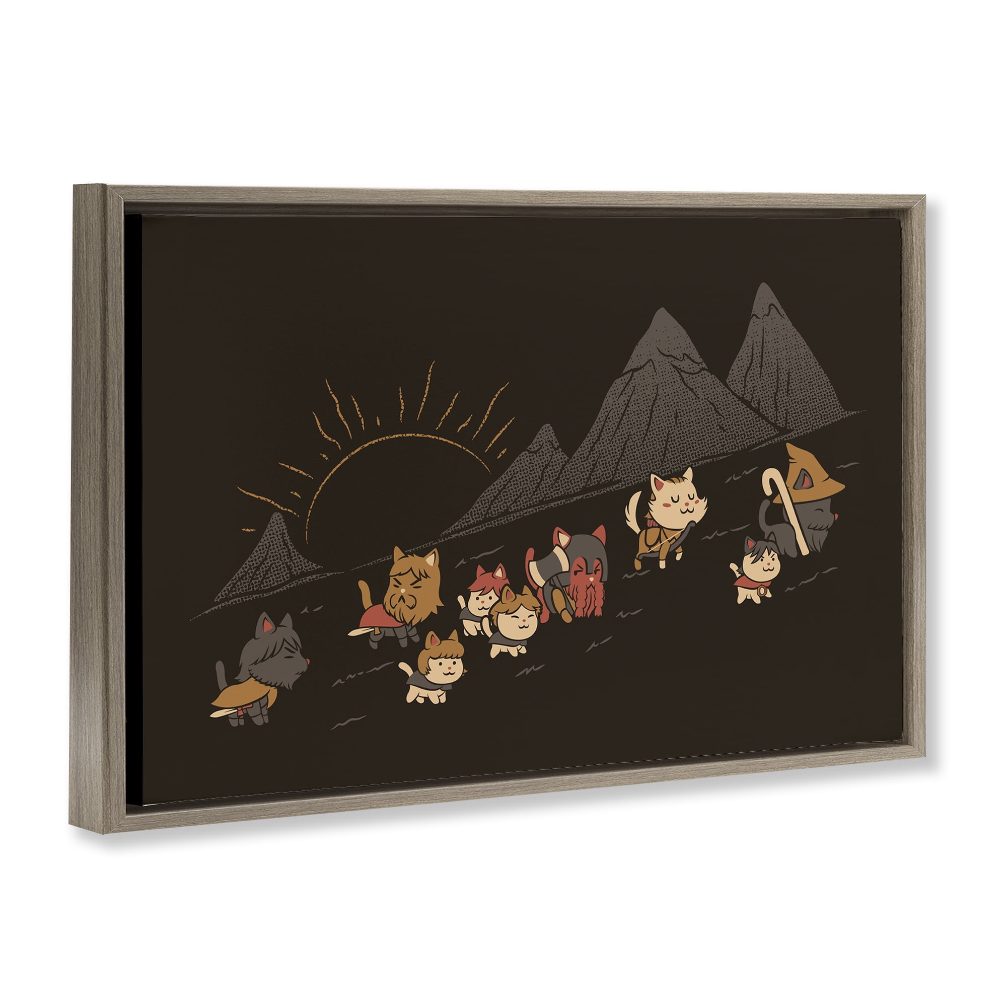 Stupell Industries Iconic Furrowship Of Ring Cats Brown Framed Floater Canvas Wall Art, design by Tobe Fonseca