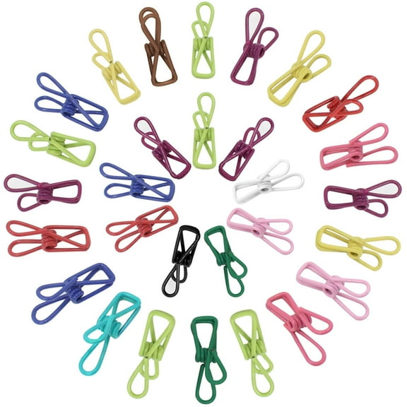 GIXUSIL Assorted Chip Bag Clips Utility Pack of 30 - Plastic 2inch Coated Colorful Sealer for Sealing Food - Paper Holder, Clothesline Clip for Laundry Hanging, Kitchen Bags, Multipurpose Clothes Pins