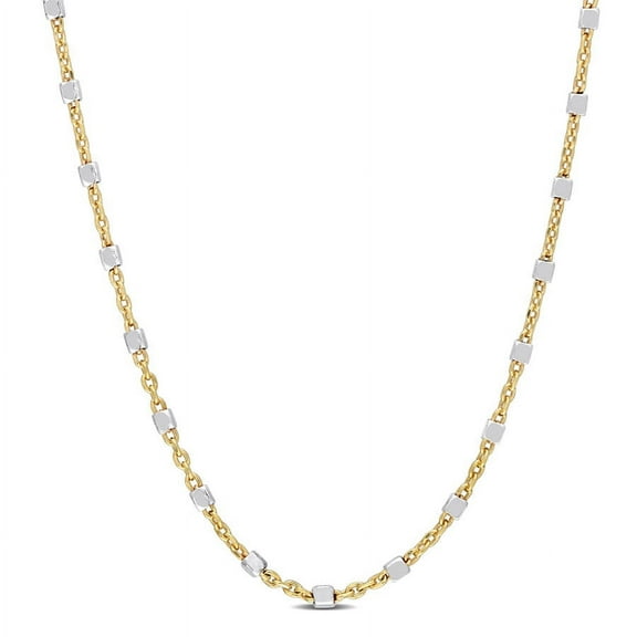 AMOUR Two-Tone White Bead Chain Necklace In Yellow Plated Sterling Silver, 16 In