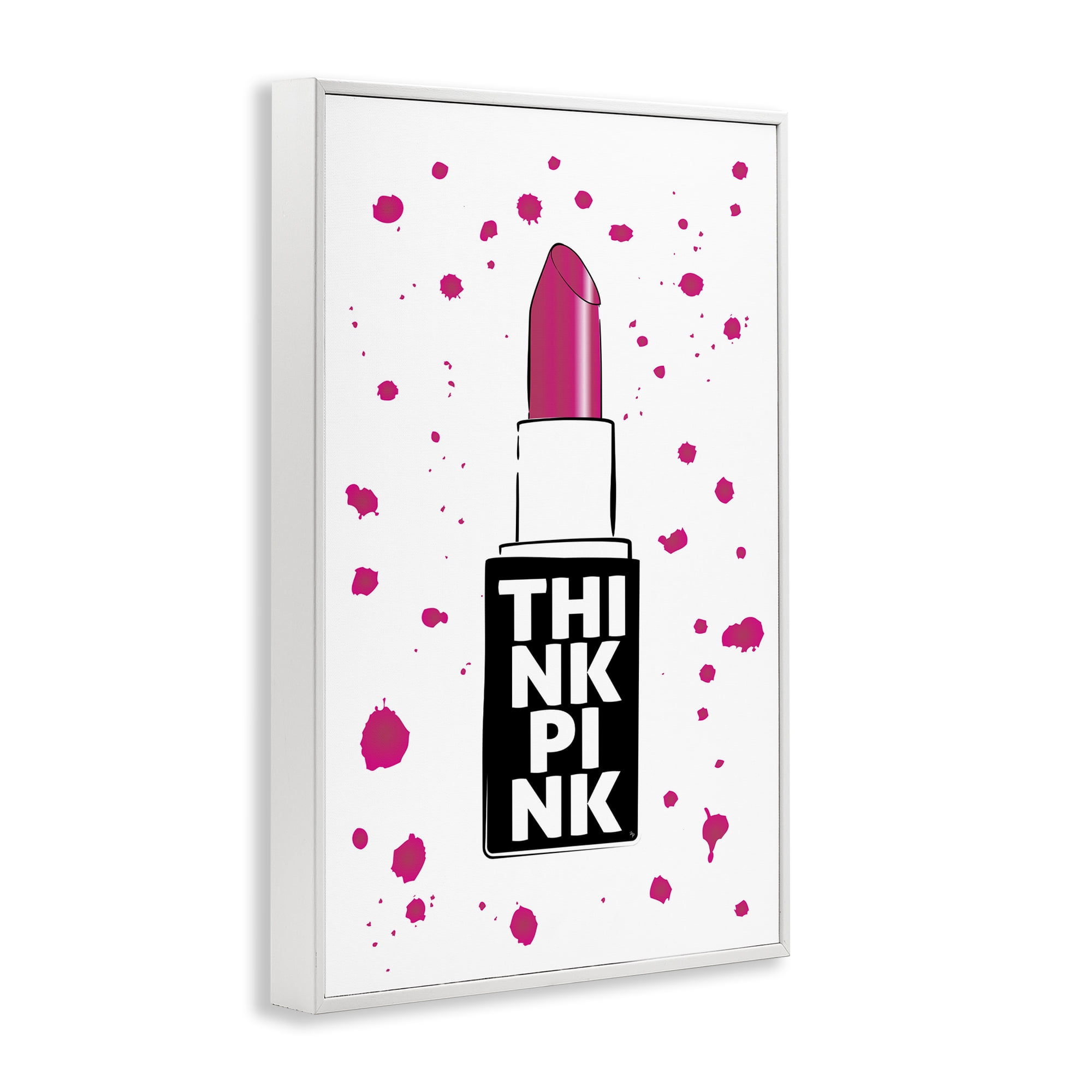 Stupell Industries Think Pink Lipstick White Framed Giclee Art, design by Martina Pavlova