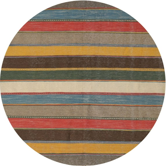 Ahgly Company Machine Washable Indoor Round Contemporary Chestnut Brown Area Rugs, 7' Round
