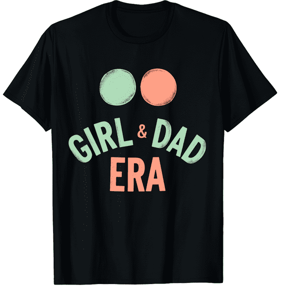 Girl & Dad Era T-Shirt - Retro Minimalist Father Graphic Tee - Adult Unisex Black 180g Cotton