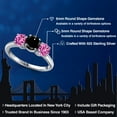 thumbnail image 2 of Gem Stone King 925 Sterling Silver Black Diamond and Pink Created Sapphire Engagement Ring for Women | 2.15 Cttw | Round 6MM | Gemstone April Birthstone | Size 7, 2 of 6