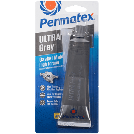 Permatex Ultra Grey Rigid High-Torque RTV Silicone Gasket Maker  Sensor Safe And Non-Corrosive  For High Torque And Vibration Resistant Applications  3 oz 75191
