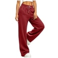 thumbnail image 6 of HomeDM Women's Sweatpants with Pockets Drawstring Wide Leg Red Athletic Lounge Pants Size XL, 6 of 7