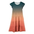 thumbnail image 4 of Girls Toddler Dress Summer Gradient Color Round Neck Flutter Sleeve Tiered A Line Comfortable Playful For Birthday Party Daily Wear For Kid Infant size 8-9T, 4 of 5