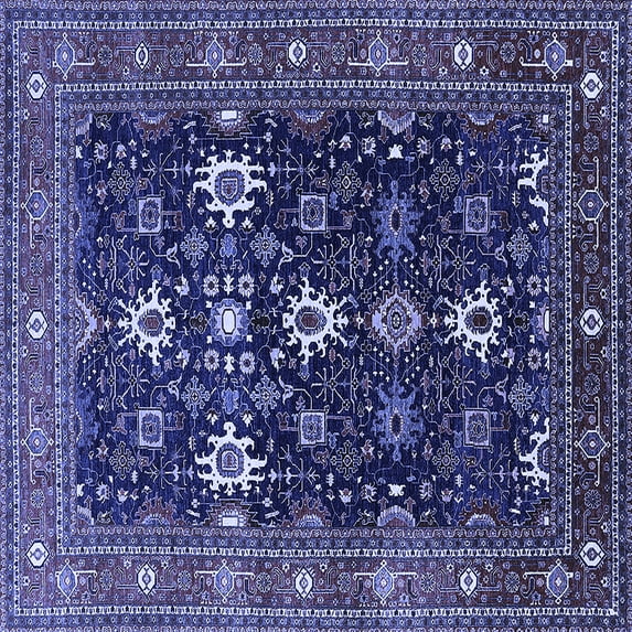 Ahgly Company Indoor Square Oriental Blue Traditional Area Rugs, 4' Square