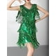 thumbnail image 5 of Vestido De Tirantes Vestido ceñido al cuerpo con borlas, ajustado, para mujer, sin mangas, para club nocturno (verde L) Kuymtek para Mujer Verde T L, 5 of 6