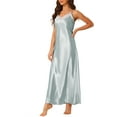 thumbnail image 4 of INSPIRE CHIC Women's Sleeveless Camisole Pajamas V Neck Sleepwear Lace Trim Lounge Maxi Nightgowns M Gray, 4 of 6