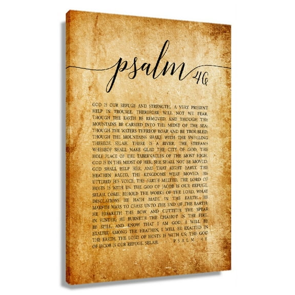 Psalm 46 Bible Verse Wall Art God Is Our Refuge Poster Decor Painting For Living Room Giclee Prints On Canvas Unframed 12x18 in