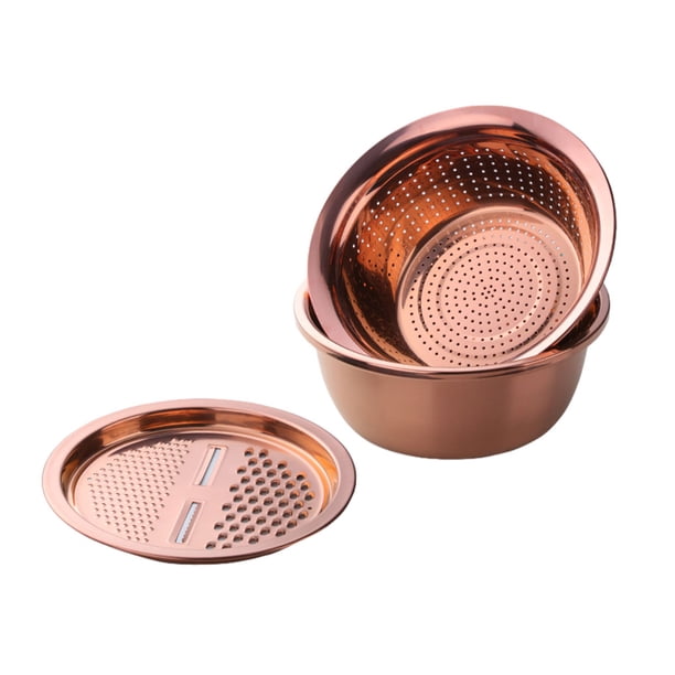 Yuarrent Juego de cuencos multifuncionales para de verduras, acero inoxidable de primera , amplio, duradero Cocina y Comedor oro rosa