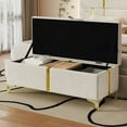 thumbnail image 1 of MODERNLUXE Banc Ottoman de Rangement 47 Pouces, Banc d'Entrée Rembourré avec Pattes en Métal pour Chambre, Salon, Beige, 1 of 6
