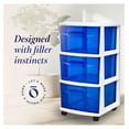 thumbnail image 3 of 3-Drawer Storage Cart, Plastic Home & Office Organizer, Blue w/ White Frame White Frame/Blue Drawers, 3 of 8
