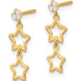 thumbnail image 2 of 14K Yellow Gold Polished Dangle Star With Cz Post Earrings (17.75 X 6) Made In Vietnam ye2071, 2 of 5