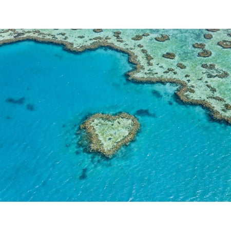 Aerial View of Heart Reef, Part of Great Barrier Reef, Queensland, Australia Print Wall Art By Peter