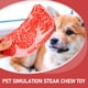 thumbnail image 5 of GOOHOCHY Juguete para perros con forma de filete artificial, juguete masticable con sonido para perros, juguete para masticar con sonido para perros., 5 of 8