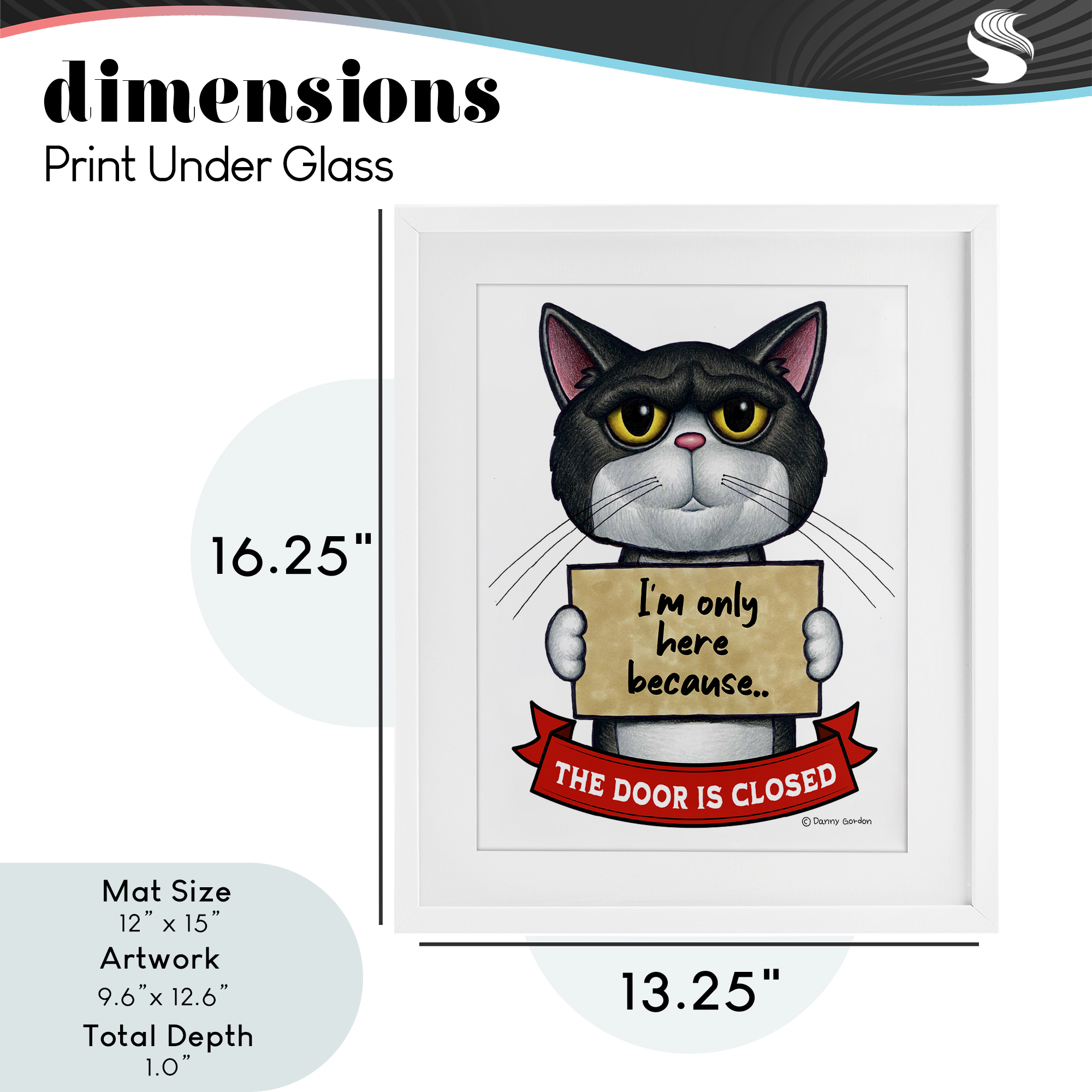 Here Because Door Is Closed White Framed Print Under Glass, design by Danny Gordon Art