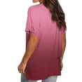 thumbnail image 5 of YYDGH Womens Summer Tie Dye Gradient Short Sleeve T Shirts Ombre V Neck Tops Loose Fit Red S, 5 of 7