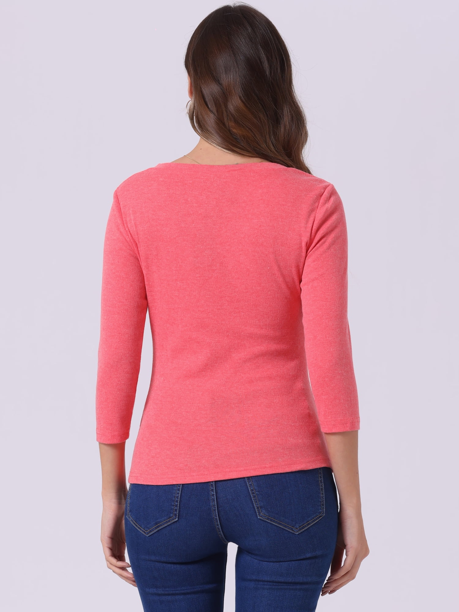 DARING DIVA V Neck Knitted Buttons Decor Ruched Blouse Top XS Watermelon Red