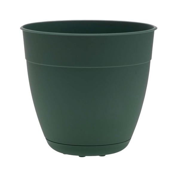 Bloem Dayton 8" Plastic Planter - 100% Recycled Plastic Indoor/Outdoor Garden Pot with Drainage Holes & Saucer Tray, Turtle Green